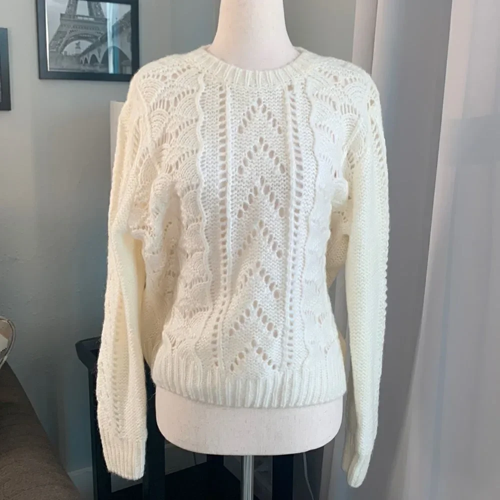 L.O.G.G. Open knit crew neck mohair sweater sz med Like New
